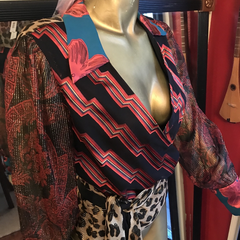 Alice and Olivia wrap silk blouse